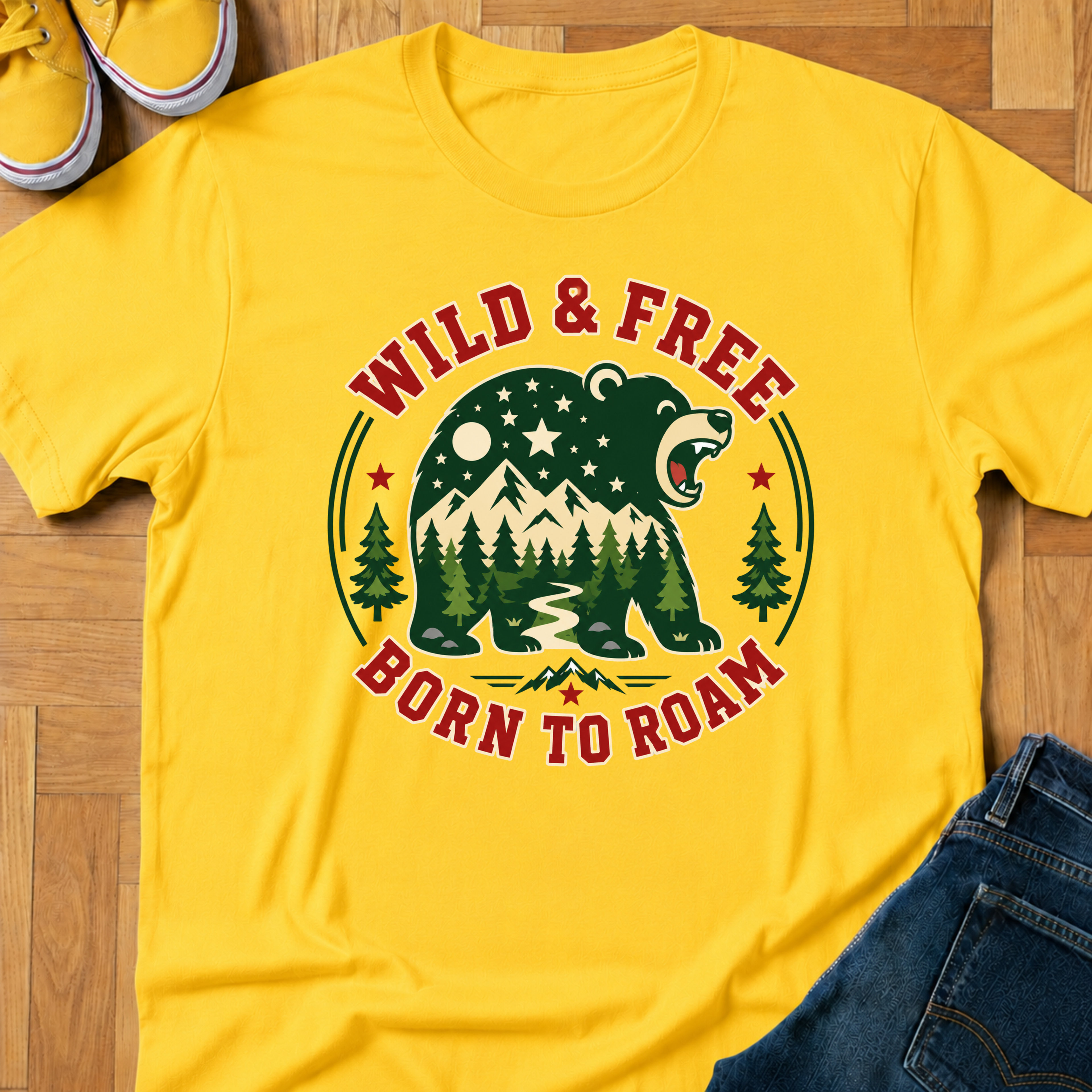 USA Wild & Free Born To Roam - Kids Tee