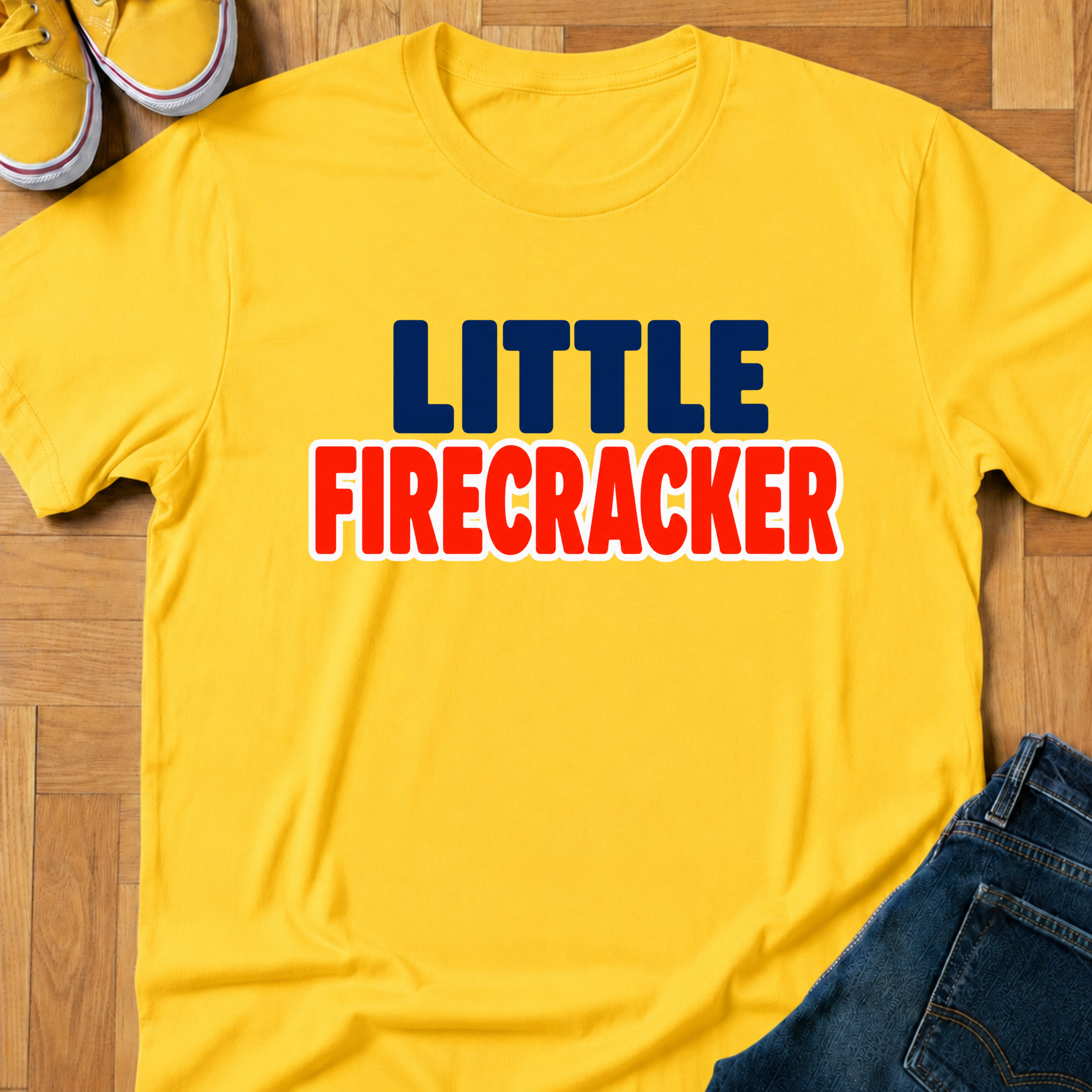 USA Little Firecracker Text - Kids Tee