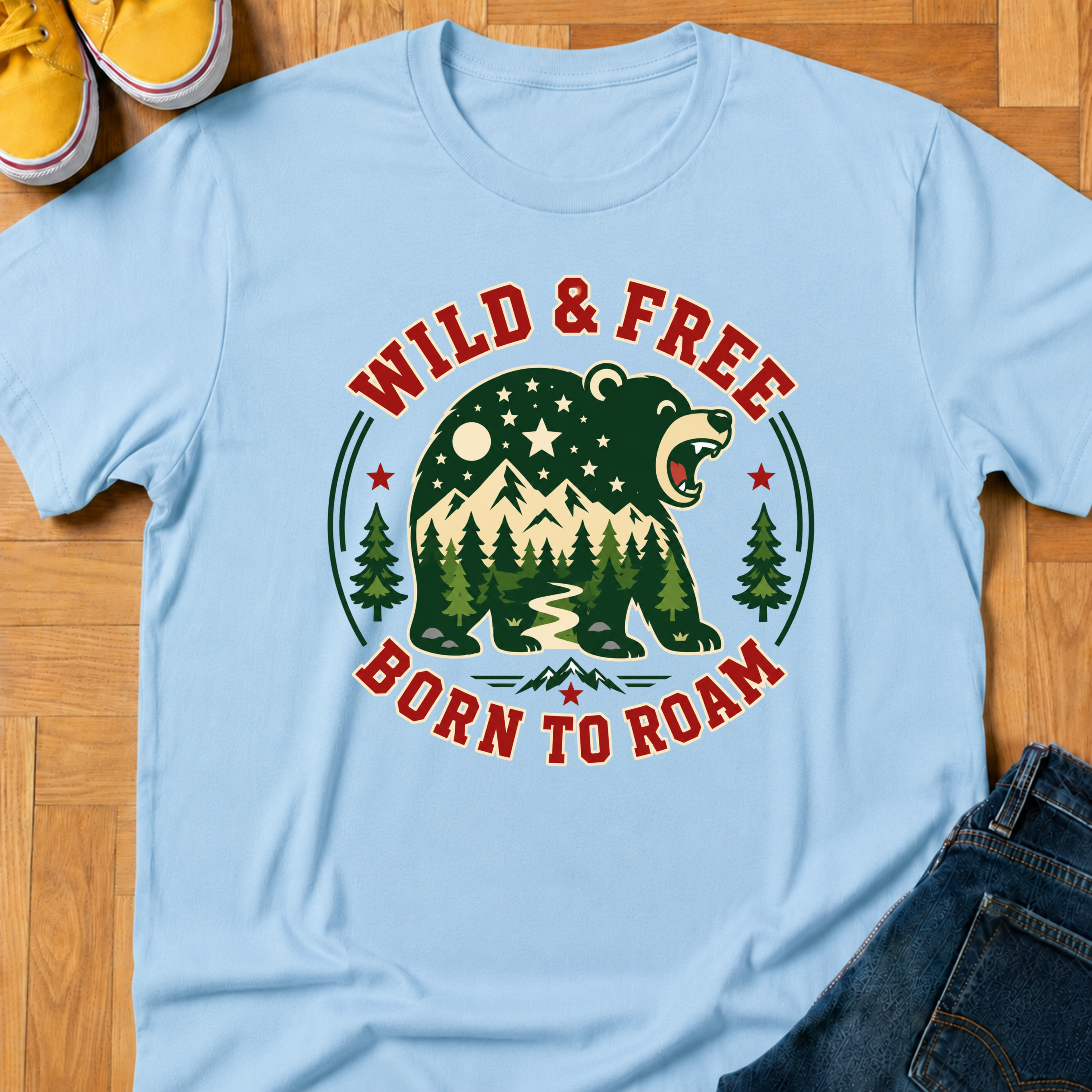 USA Wild & Free Born To Roam - Kids Tee