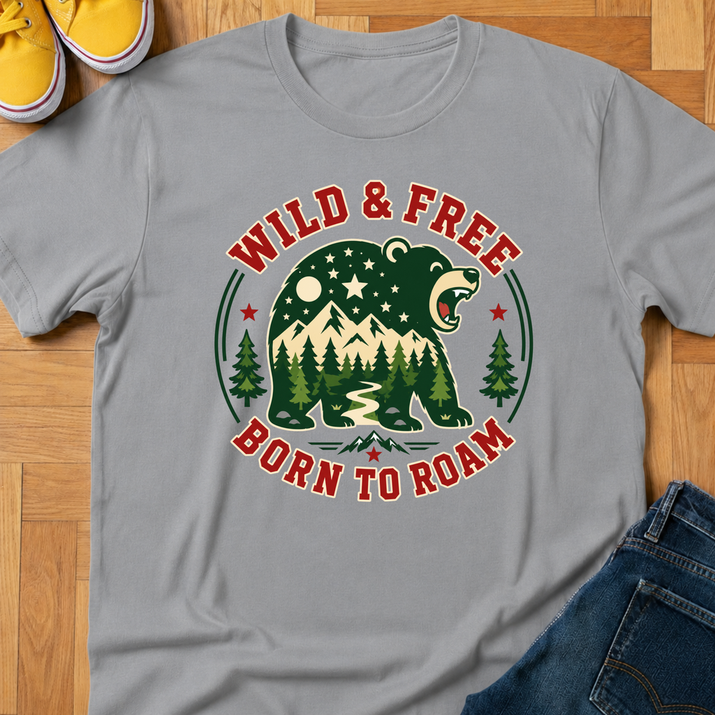 USA Wild & Free Born To Roam - Kids Tee