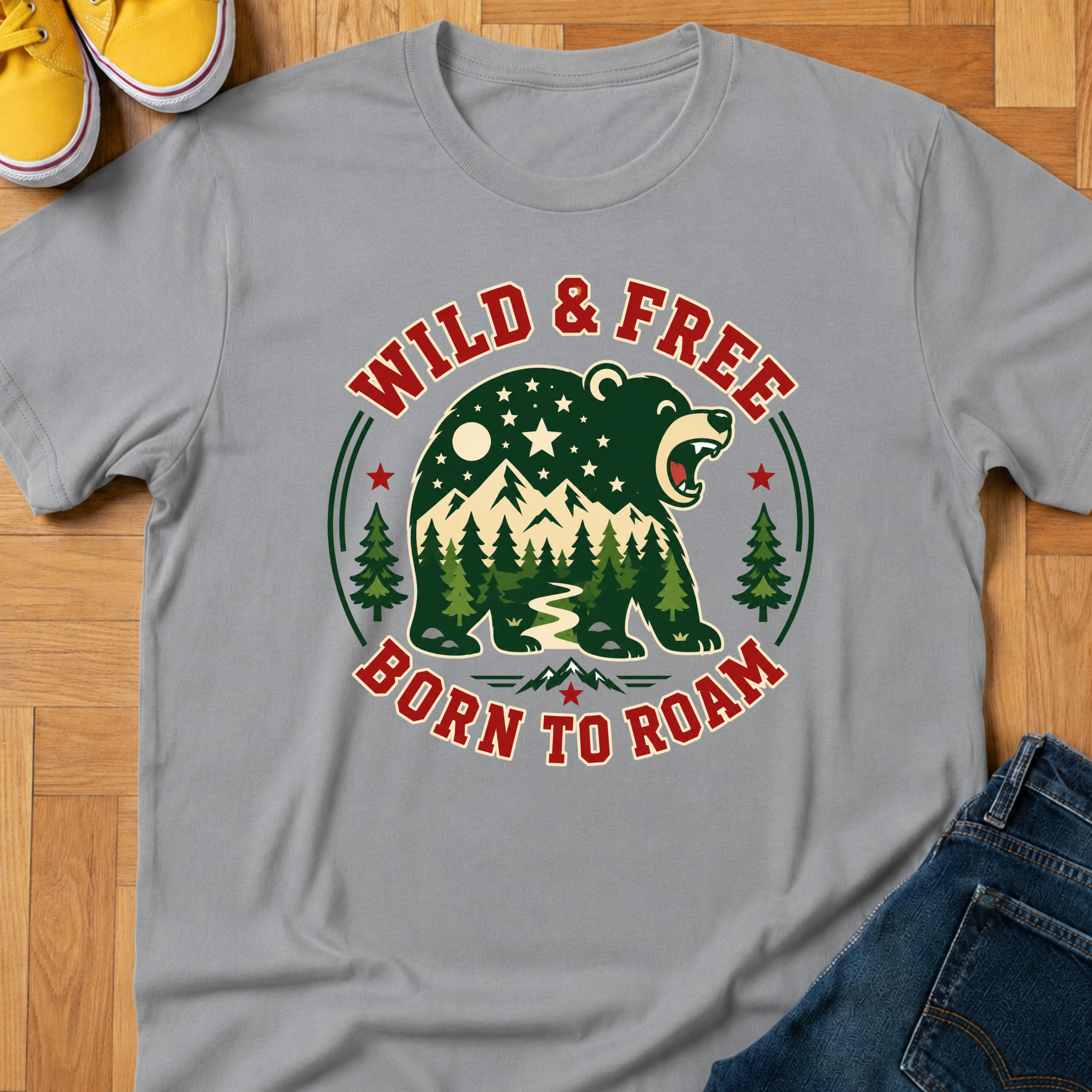 USA Wild & Free Born To Roam - Kids Tee