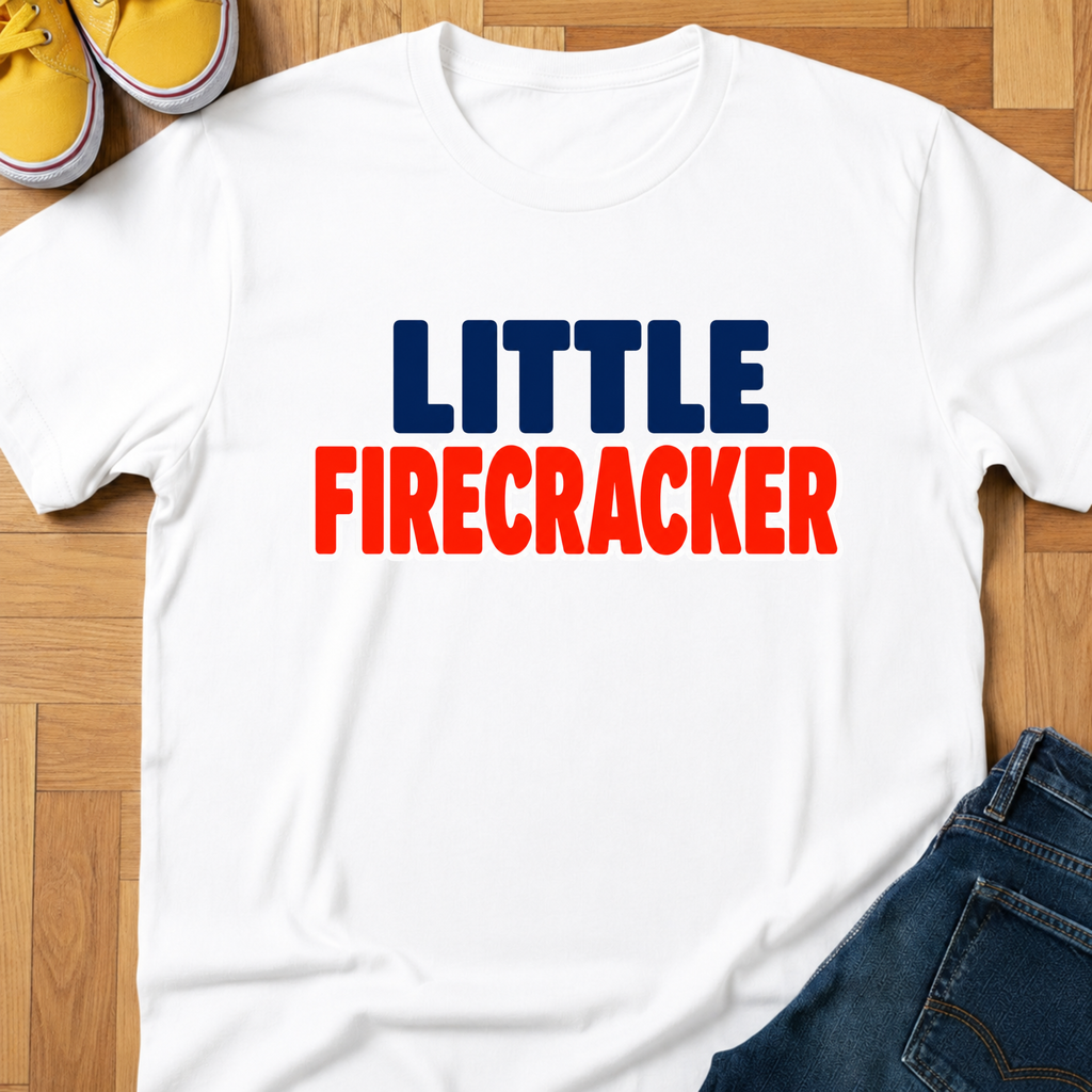 USA Little Firecracker Text - Kids Tee