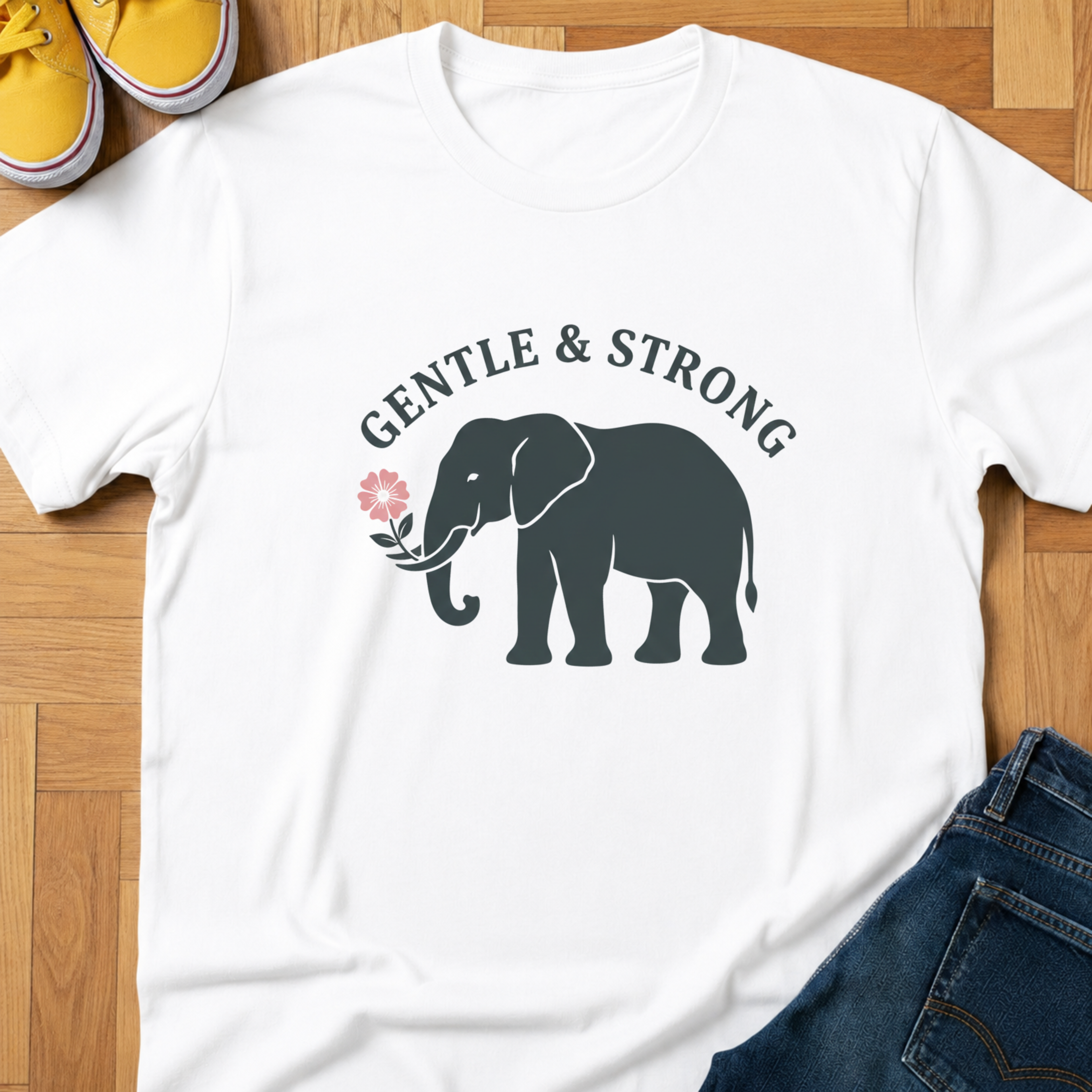 Elephant & Flower - Kids Tee
